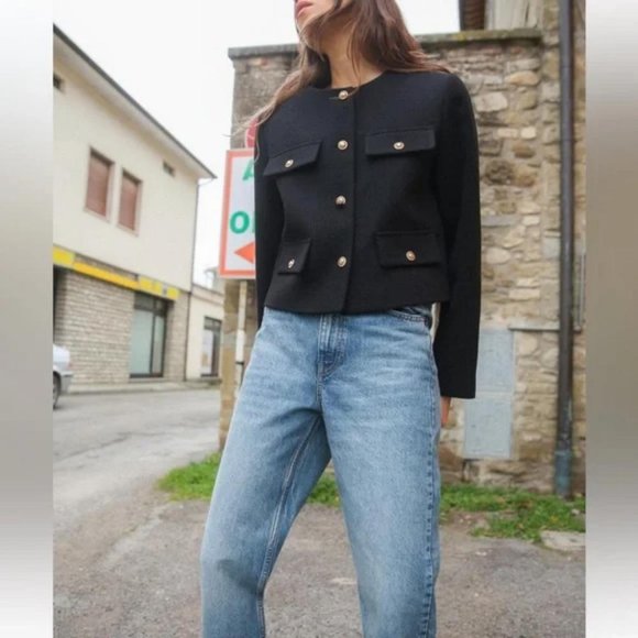 ZARA CROPPED FLAP JACKET - Picture 1 of 4